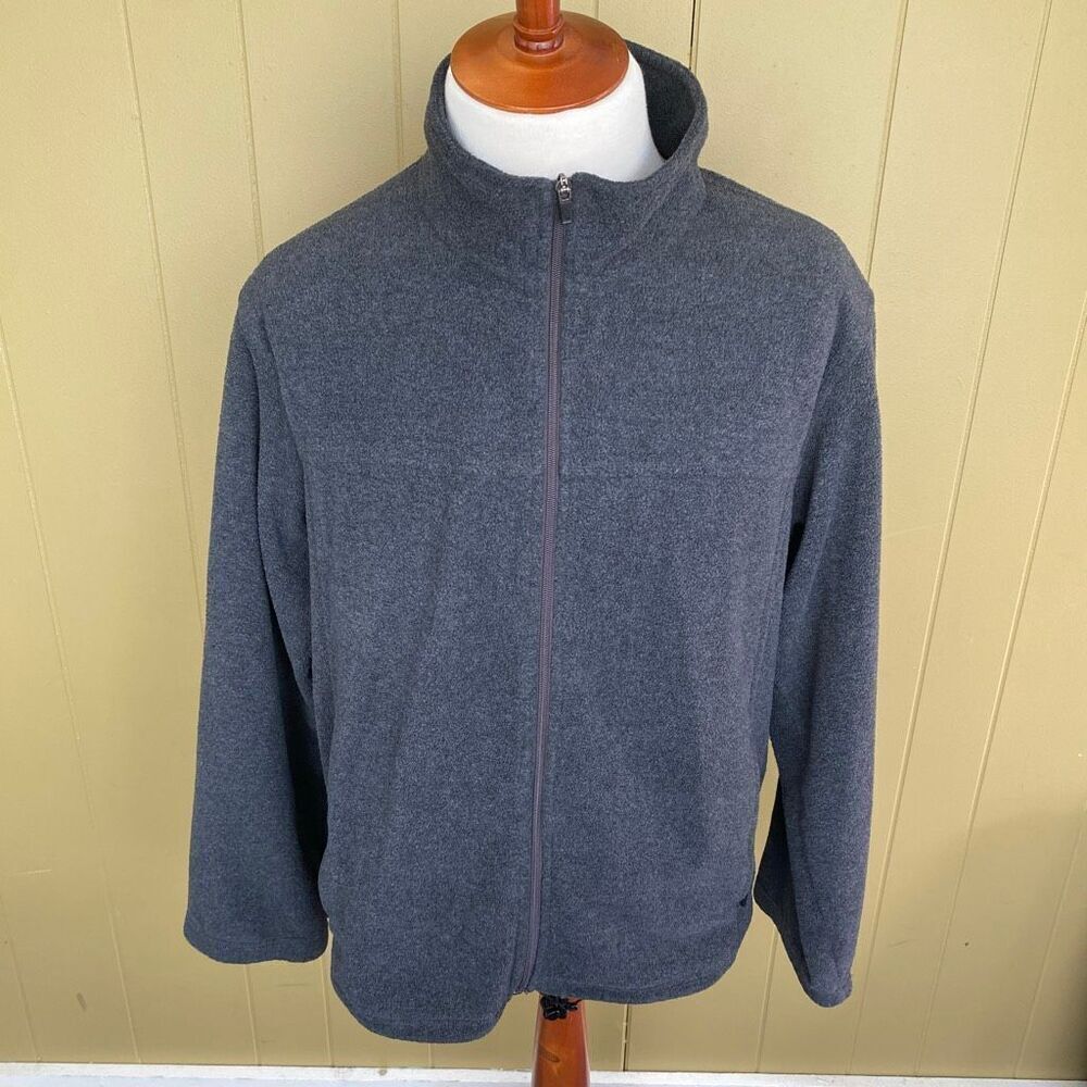 Tek Gear men XL fleece full zip mock collar jacket w/zip pockets grey
